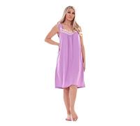 Malay Ladies Plain Nightwear Nightdress Lace Sleeveless Strap Short Plus Nightshirt Purple