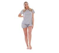 Malay Ladies Pyjama 3 Piece Set Animal Printed Crew Neck Cotton Jersey Short Top PJs Grey