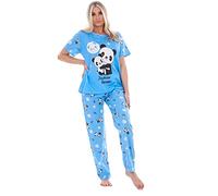 Malay Ladies Pyjama Set Animal Printed Panda Teddy Short Sleeve loungewear Nightwear Blue