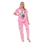Malay Ladies Pyjama Set Animal Printed Panda Teddy Short Sleeve loungewear Nightwear Pink
