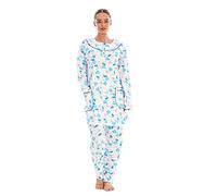 Malay Ladies Pyjama Set Floral Long Sleeve Button Pockets Thermal Warm Soft Loungewear Blue