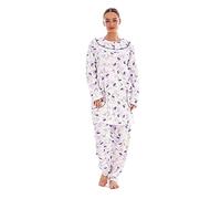 Malay Ladies Pyjama Set Floral Long Sleeve Button Pockets Thermal Warm Soft Loungewear Lilac