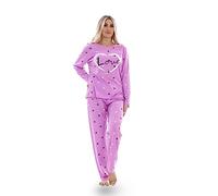 MALAY Ladies Pyjama Set Love Crew Neck Long Sleeve Soft Cotton Loungewear PJs M to XXL Lavender