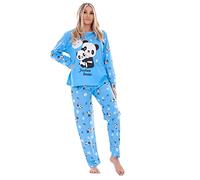 Malay Ladies Pyjama Set Panda Teddy Printed Long Sleeve loungewear Nightwear Blue