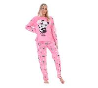 Malay Ladies Pyjama Set Panda Teddy Printed Long Sleeve loungewear Nightwear Pink