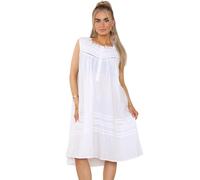 Malay Ladies Sleeveless Nightdress 100% Cotton Victorian Design Buttons Lace Nighty White
