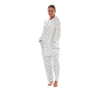 Malay Ladies Winter Pyjama Set Floral Long Sleeve Button Thermal Warm Soft Loungewear Blue