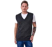 Malay Men’s Plain Knitted V Neck Classic Sleeveless Cardigans Tops Tank Jumpers Size S to 5XL (Medium, Charcoal)