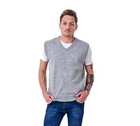 Malay Men’s Plain Knitted V Neck Classic Sleeveless Cardigans Tops Tank Jumpers Size S to 5XL (XXXX-Large, Silver Grey)