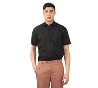 Malay Mens Assorted Plain Short Sleeve Office Shirts Formal Casual Buttons Workwear (UK, Alpha, XL, Regular, Regular, Black)