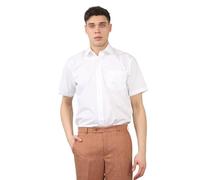 Malay Mens Assorted Plain Short Sleeve Office Shirts Formal Casual Buttons Workwear (UK, Alpha, XXL, Regular, Regular, White)
