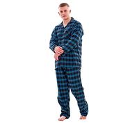 Malay Mens Brushed Cotton Pyjama Sets Yarn Dyed Check Regular Big Size Loungewear Blue