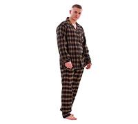 Malay Mens Brushed Cotton Pyjama Sets Yarn Dyed Check Regular Big Size Loungewear Brown