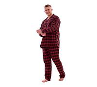 Malay Mens Brushed Cotton Pyjama Sets Yarn Dyed Check Regular Big Size Loungewear Red
