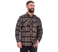 Malay Mens Flannel Check Shirts Yarn Dyed Cotton Brushed Long Sleeve Casual Top, Charcoal Stone, 5XL
