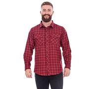 Malay Mens Flannel Check Shirts Yarn Dyed Cotton Brushed Long Sleeve Casual Top Wine, L