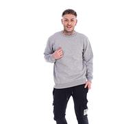 Malay Mens Fleece Sweatshirt Plain Long Sleeve Ribbed Cuff Hem Pullover Top Jumper Grey