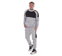 Malay Mens Half Arm Striped Tracksuit Pullover Fleece Sweatshirts Cotton Blend Joggers