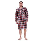 Malay Mens Nightshirts Woven Check Cotton Blend Loungewear Regular Big Size M to 5XL