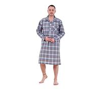 Malay Mens Nightshirts Woven Check Cotton Blend Loungewear Regular Big Size M to 5XL Charcoal Grey