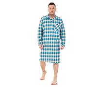 Malay Mens Nightshirts Woven Check Cotton Blend Loungewear Regular Big Size M to 5XL Turquoise Yellow