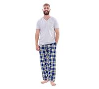 Malay Mens Nightwear Pyjama Set Woven Cotton Check Jersey Top Loungewear Lightweight Grey
