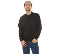 Malay Mens Pack of 2 Polo Sweatshirt Long Sleeve Jumper Top 3 Button Smart Casual (UK, Alpha, M, Regular, Regular, Black)