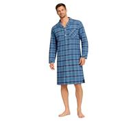 Malay Men's Plaid Flannel Nightshirt Long Sleeve Button Sleep Shirt Soft Cotton Nightwear with Pocket Comfortable Lounge Nightwear M-5XL (UK, Alpha, XXL, Regular, Regular, Blue Check)