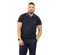 Malay Mens Polo Shirts 2 Pack Tipping Cotton T-Shirts Regular Fit Casual Plain Top Navy