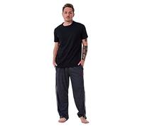 Malay Mens Pyjama Sets 100% Cotton Jersey Plain Light Weight Branded Lounge Nightwear Black