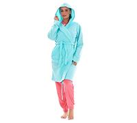 Malay Plain Fleece Dressing Gown Soft Pockets Long Sleeve Hooded Winter Warm Rob
