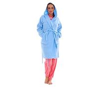 Malay Plain Fleece Dressing Gown Soft Pockets Long Sleeve Hooded Winter Warm Rob