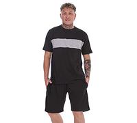 Malay Pyjama Set Shorts Cotton Jersey Round Neck Loungewear Striped T-Shirt Nightwear Black