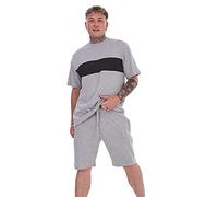 Malay Pyjama Set Shorts Cotton Jersey Round Neck Loungewear Striped T-Shirt Nightwear Grey