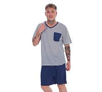 Malay Regular Plus Sizes Pyjama Short Set Striped V-Neck Short Sleeve Cotton Blend PJs Grey