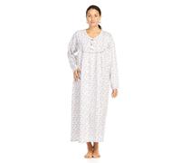 Malay Women Long Nightdress Thermal Cotton Floral Button Soft Cozy Elegant Nightwear Brown