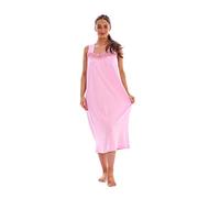 Malay Women Polka Dot Nightdress Wide Strap 100% Cotton V-Neck Lace Long Nightshirts Pink