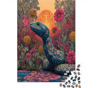 Malayan Blue Coral Snake And Flowers,Puzzles Gemusterte Nachhaltige Puzzles Für Erwachsene Hochwertige Holzspielpuzzles 38x26cm/1000pcs