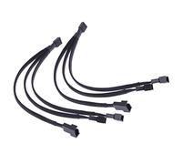 Malayas 4 pin PWM Fan Cable 1 to 3 ways Splitter Black Sleeved Extension Cable (2pcs)