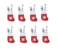 MALAYAS 8 pcs Xmas Set Cutlery Suit Decor Table Dinner Silverware Holders Pockets Knifes Forks Tableware Bags Christmas Party Decoration for Home Restaurant Dining Room