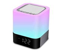 MALAYAS Bluetooth Speaker 5 in 1 Night Light, Touch Sensor Bedside Lamp Warm Light and 7 Color Changing Alarm Clock, MP3 Player, Best Gift for Kids, Party, Bedroom, Outdoor