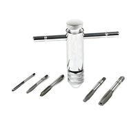 MALAYAS - HSS M3-M8 3mm-8mm T-Handle Reversible Ratchet Wrench Tapping Threading Tool Set with 5 Hand Screw Tap