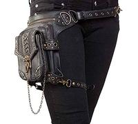 Malayas Steampunk Bag，Multi Functional use and （Waist/Shoulder/Leg） Multiple Ways of Wearing and Using Bag Gothic Unisex,Punk Style/Rock Style/Black