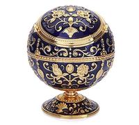 Malayas Vintage Windproof Cigar Ashtray with Lids Metal Portable Cigarette Ashtray and Odor Eliminator for Outdoors and Indoors Use, Hand Stamped Pattern Nice Gift for Men and Women (Navy Blue)