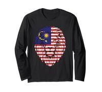 Malaysia Flag Colors Lion Head Long Sleeve T-Shirt