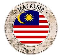 Malaysia Flag Metal Signs Malaysia Country Souvenir Gift Vintage Farmhouse Signs National Flag Round Welcome Sign Quality Metal Sign for Front Porch Living Room Bedroom 9x9in Birthday Gift