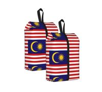 Malaysia Flag Print Waterproof Shoe Bag Travel Bag with Carry Strap Storage Bag Versatile Cosmetic Bag-2pcs