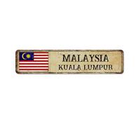 Malaysia Kuala Lumpur Country Metal Tin Sign Retro Pubs Club Signs National Country Souvenir Road Wall Decor Garage Signs for Fence Dining Room Entryway 4x18 Inch