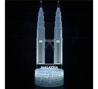 Malaysia Landmark 3D Night Light,3D Illusion Lamp 16 Color Change Decor Lamp with Remote Control for Living Bed Room Bar Gifts