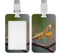 Malaysia Praying Mantis Insect Badge Holder Personalized ID Name Tag Vertical Work Badge Clip with Lanyard for Women Men